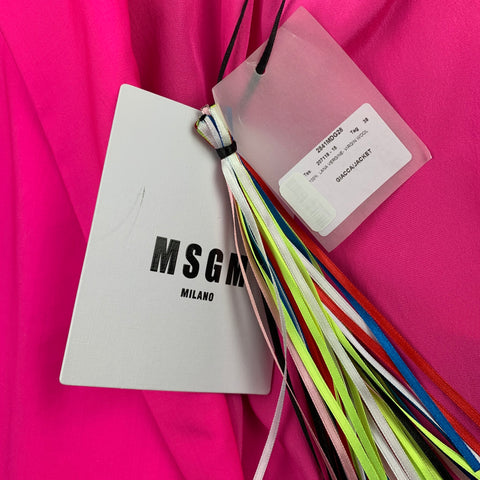 MSGM Taille 4 Veste blazer boutonnée en laine rose vif à revers