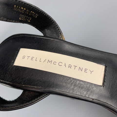 STELLA McCARTNEY Size 6 Black & Brown Woven Faux Leather Sandals