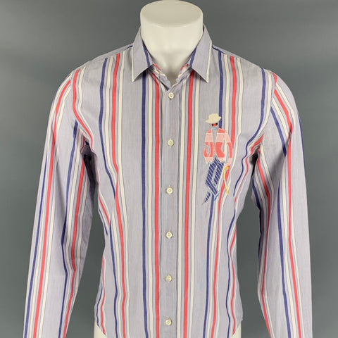 Vintage BURBERRY PRORSUM Spring 2005 Size M Multi-Color Stripe Cotton Long Sleeve Shirt
