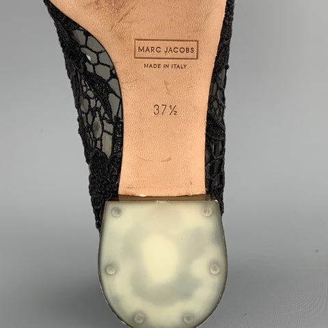 MARC JACOBS Size 7.5 Black Lace Acetate Flats