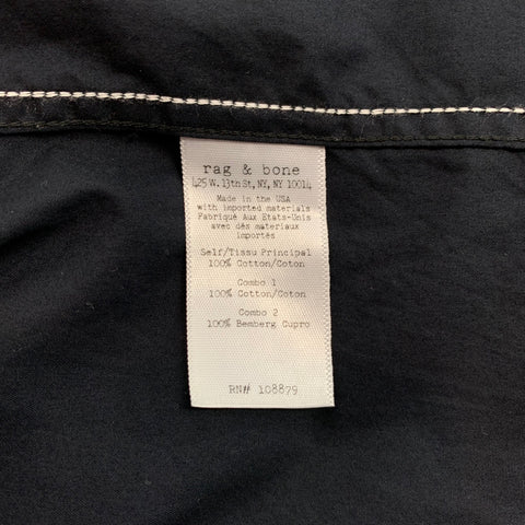RAG & BONE Size XL Black Cotton Nehru Collar Long Sleeve Shirt