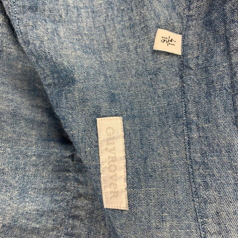 GUY ROVER Size M Blue Chambray Cotton Button Up Long Sleeve Shirt