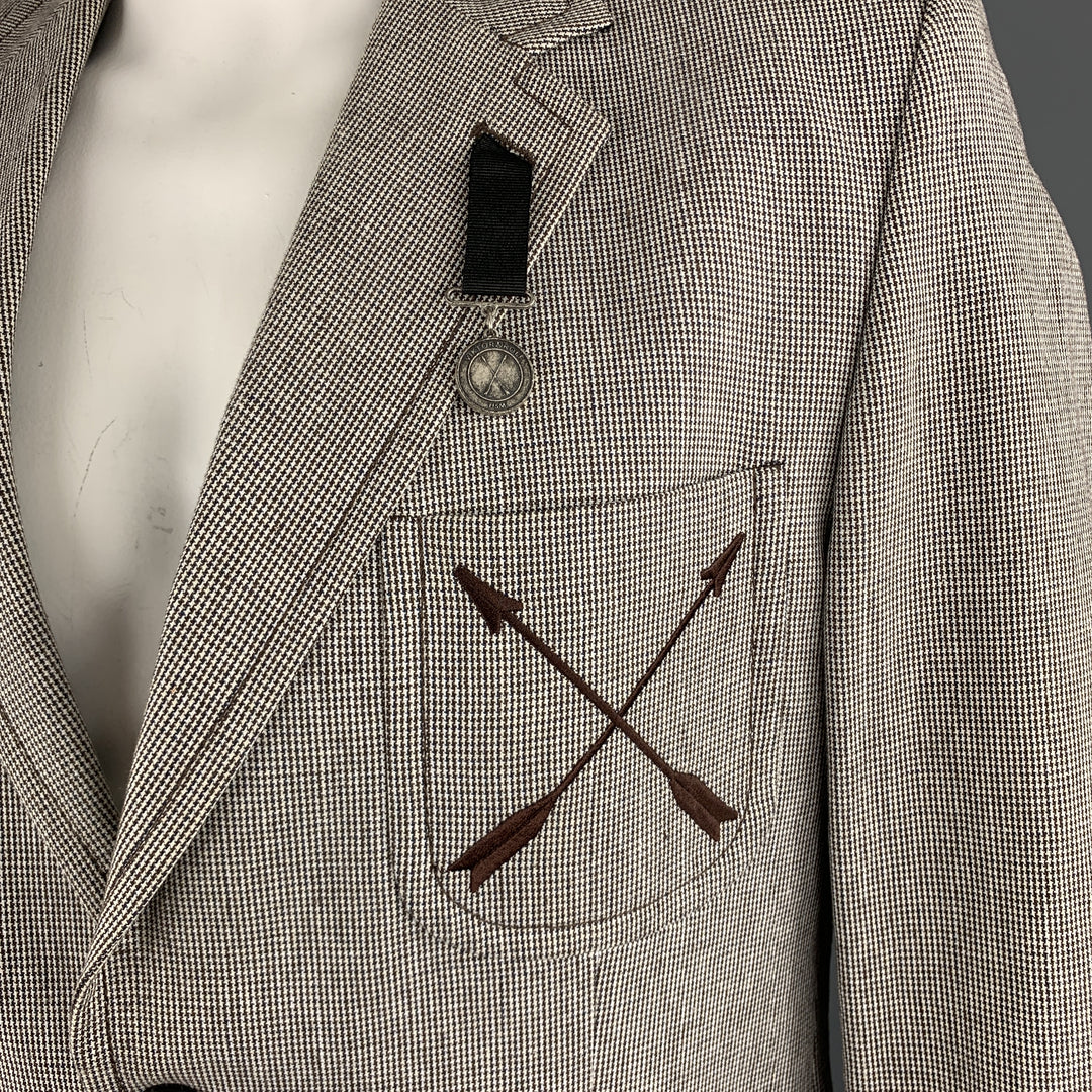 VIKTOR & ROLF X H&M Size 44 Brown & White Nailhead Cotton Arrow Pocket Sport Coat