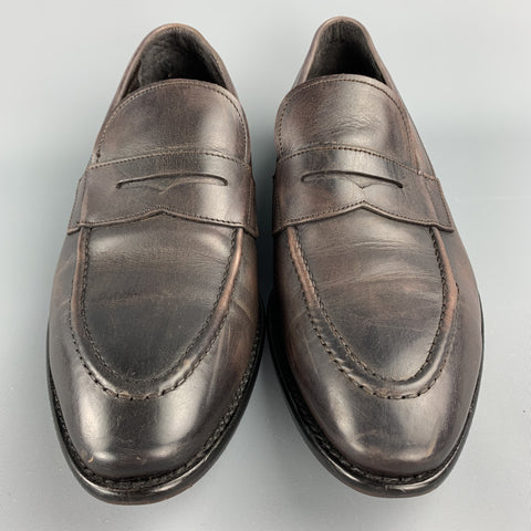 TO BOOT NY Size 10.5 Brown Antique Leather Slip On Loafers
