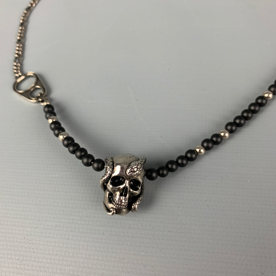 ALEXANDER MCQUEEN Silver Tone Skull Metal Necklace