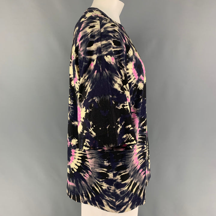 DRIES VAN NOTEN Size M Black Multi-Color Tie Dye Cotton Crew-Neck T-shirt