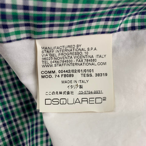 DSQUARED2 Size 44 Green Navy White Plaid Cotton Buttoned Vest