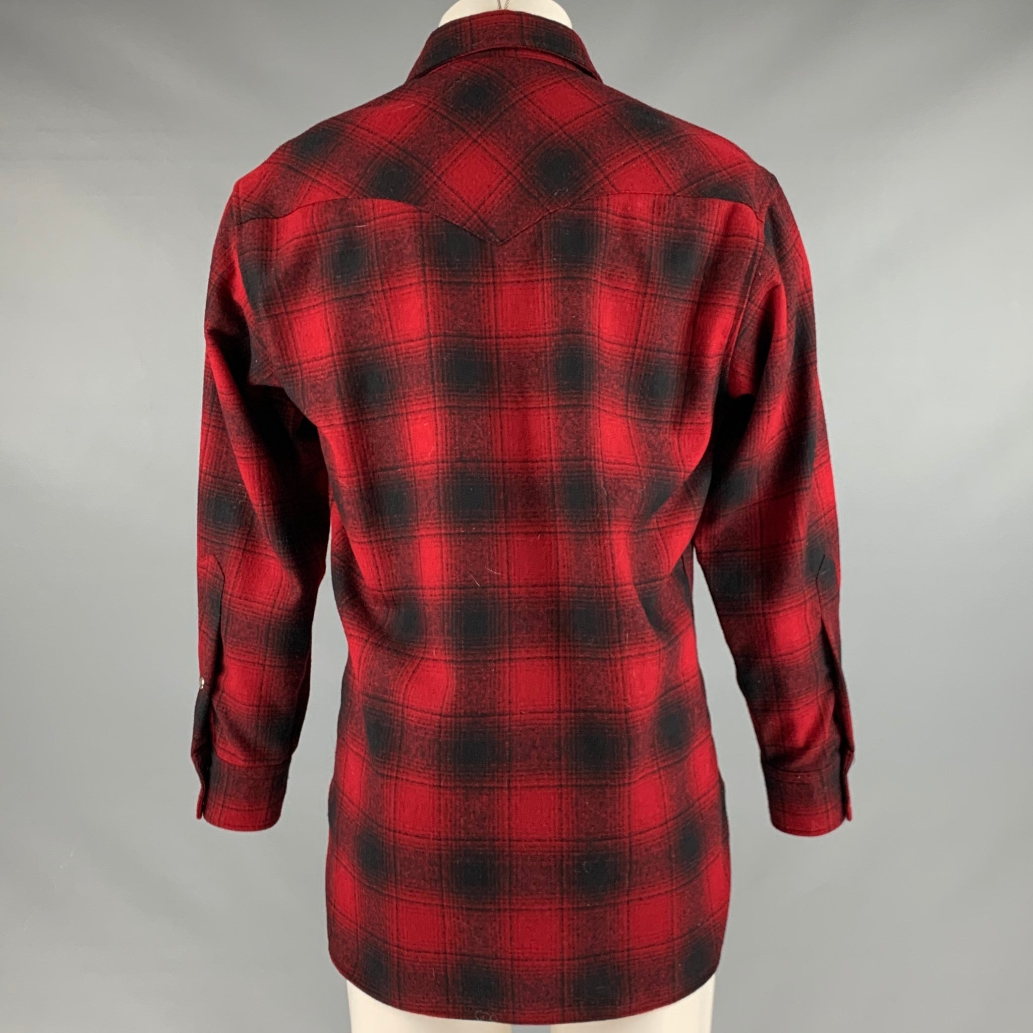 Pendleton Western Wear Long Sleeve Red Virgin Wool store Shirt