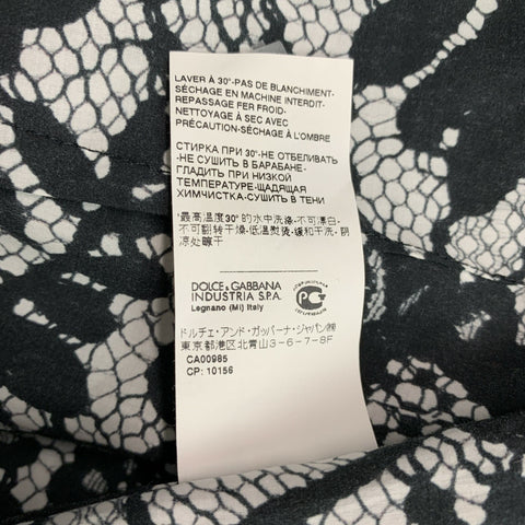 DOLCE &amp; GABBANA Camisa de algodón con botones de encaje blanco y negro talla 4