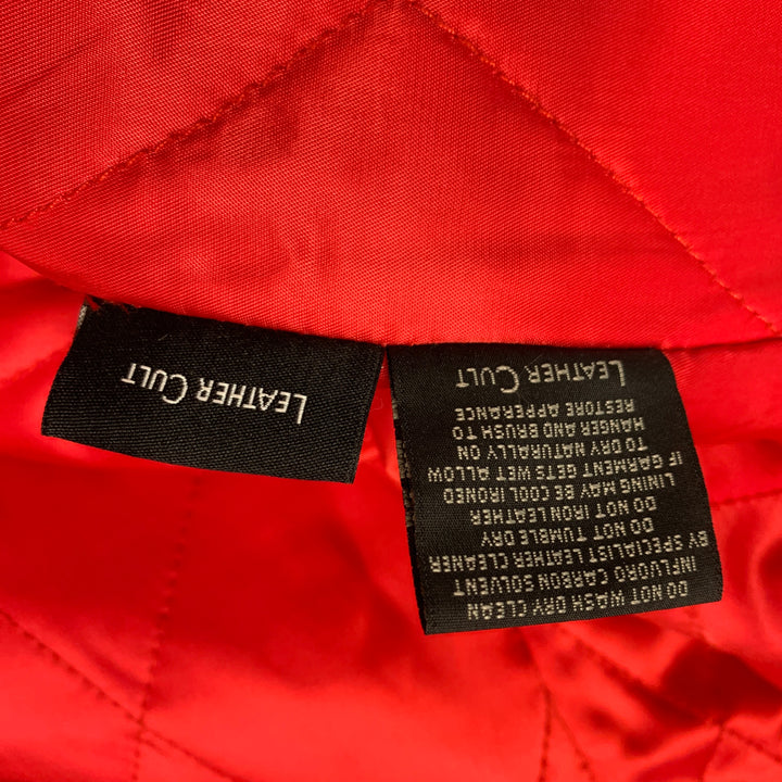 LEATHER CULT Talla M Chaqueta de cuero de materiales mixtos Rojo Marrón