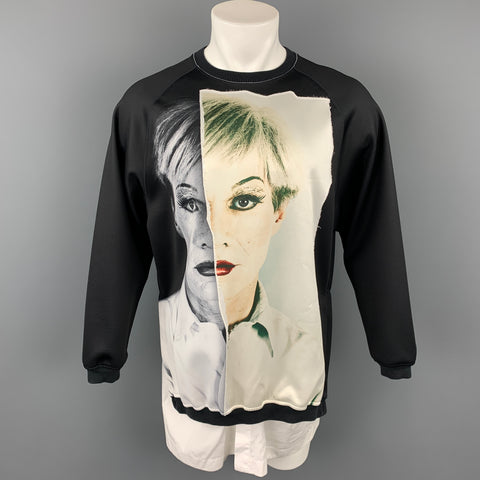 CHRISTOPHER MAKOS for PORTS 1961 Size S Black Portrait Polyester Blend Long Pullover