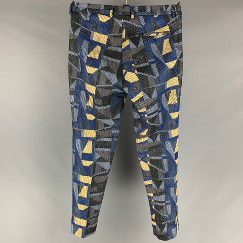 WALTER VAN BEIRENDONCK Size 34 Blue Yellow Woven Cotton  Acrylic Dress Pants