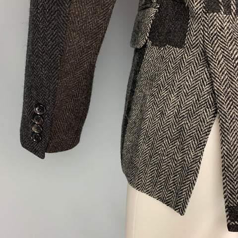 COMME des GARCONS HOMME DEUX Size S Charcoal Grey Black Herringbone Sport Coat