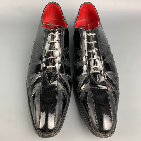 JEFFERY WEST Size 11.5 Black Patent Leather Lace Up Shoes