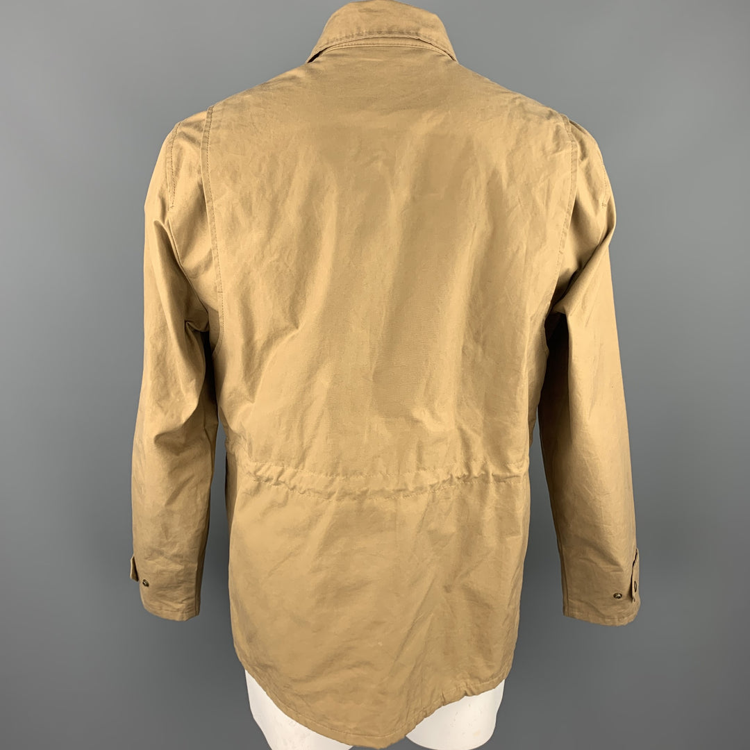 FILSON Size M Tan Cotton Zip & Snaps Patch Pockets Jacket