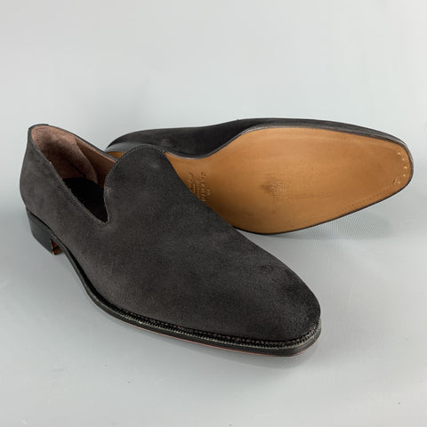 CARMINA Size 10.5 Black Suede Slip On Dress Loafers