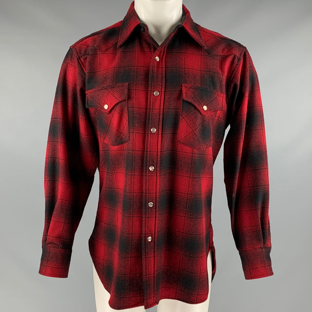 PENDLETON Talla M Camisa occidental de manga larga de lana virgen a cu –  Sui Generis Designer Consignment, image size:1080x1080
