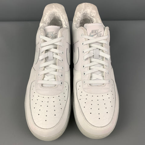 NIKE Talla 10.5 Zapatillas bajas de cuero de telas mixtas blancas