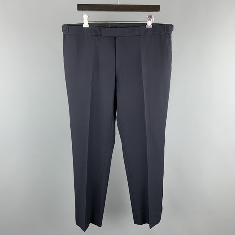 RALPH LAUREN Black Label Size 37 Navy Solid Wool Tuxedo Dress Pants