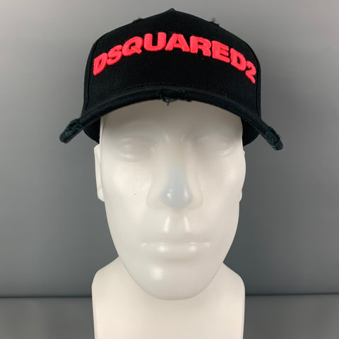 DSQUARED2 Black Pink Embroidered Canvas Hat
