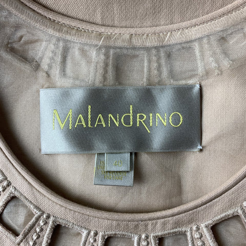 CATHERINE MALANDRINO Size 4 Beige Cut Out Cotton Sheath Dress
