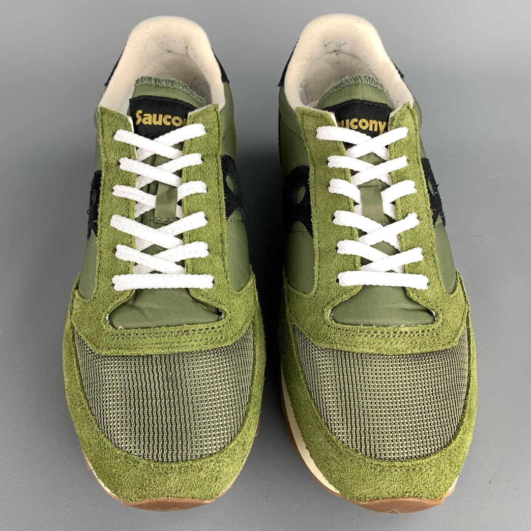 SAUCONY Size 10 Olive & Black Suede Trim Lace Up Sneakers