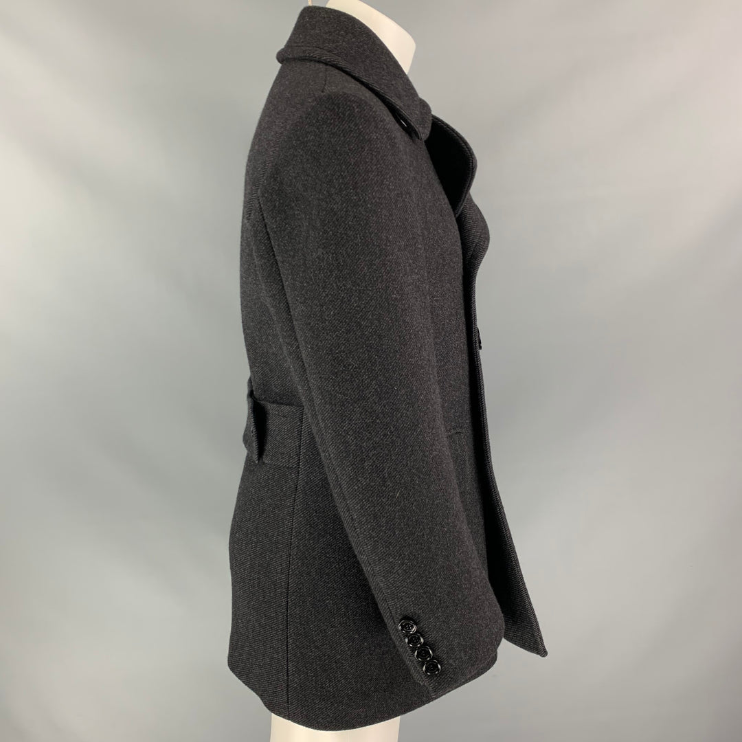 BURBERRY Size 38 Charcoal Grey Virgin Wool Peacoat