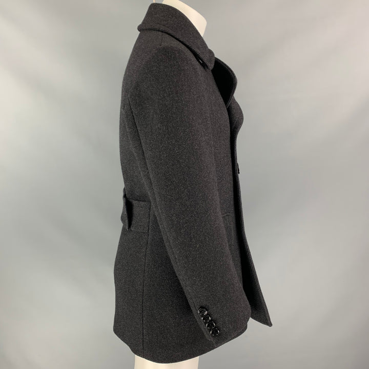 BURBERRY Size 38 Charcoal Grey Virgin Wool Peacoat