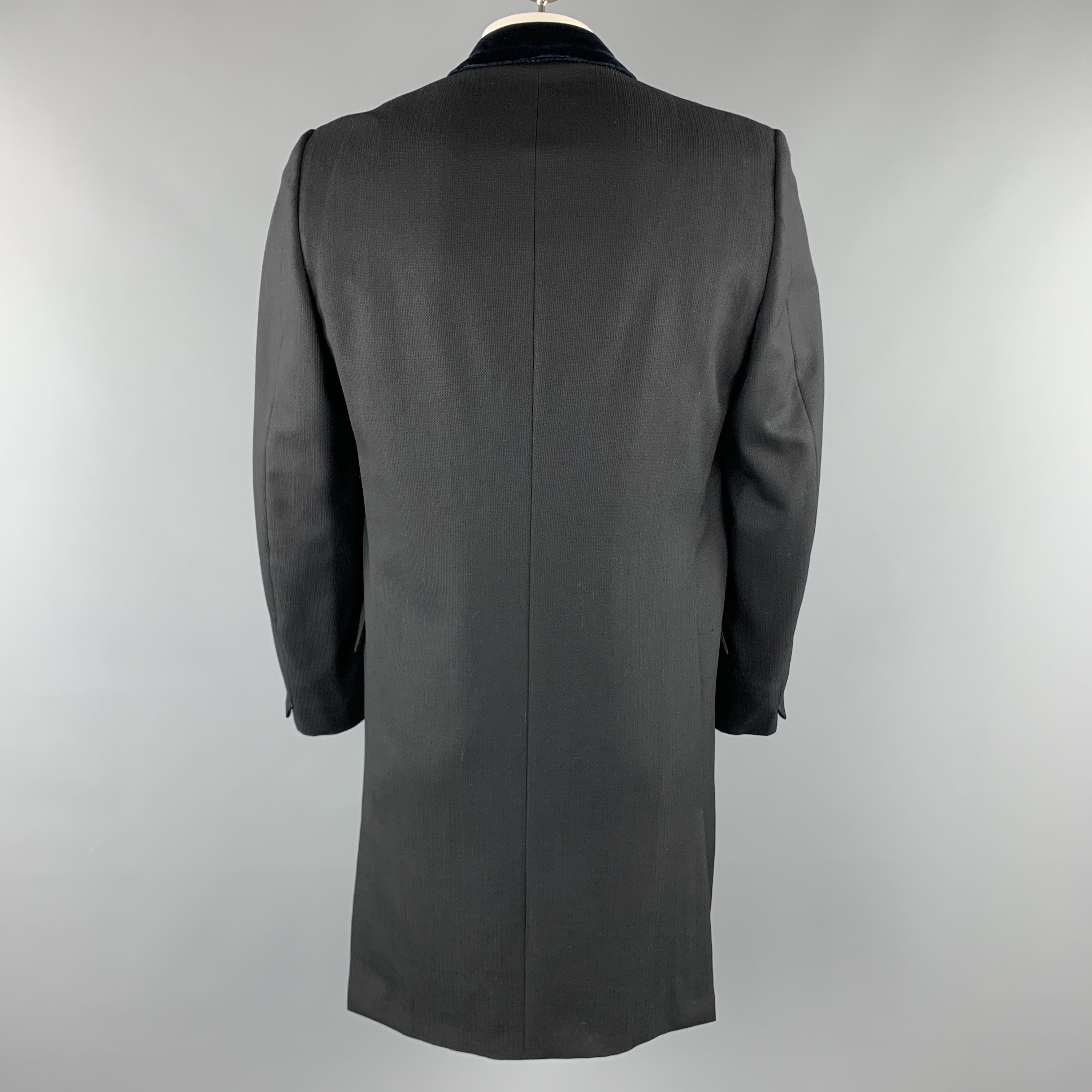 Vintage KUPPENHEIMER Size S Black Wool Peak Lapel Long Coat Sui Generis Designer Consignment