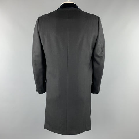 Vintage KUPPENHEIMER Size S Black Wool Peak Lapel Long Coat