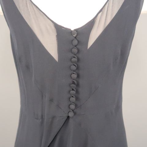 ARMAND VENTILO Taille 4 Robe longue en mousseline de soie marine col en V sans manches