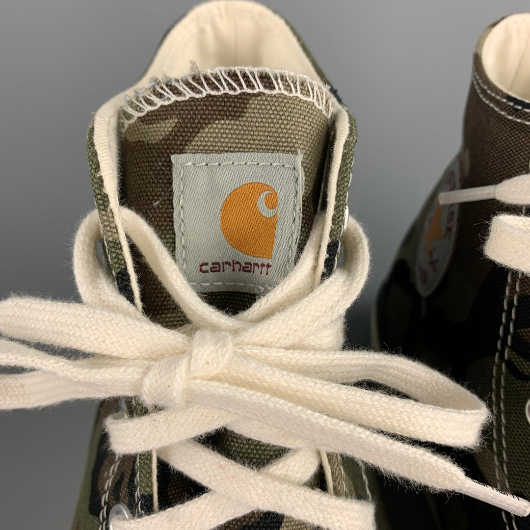CONVERSE x CARHARTT WIP Chuck 70 Size 10.5 Olive & Black Camouflage Canvas High Top Sneakers