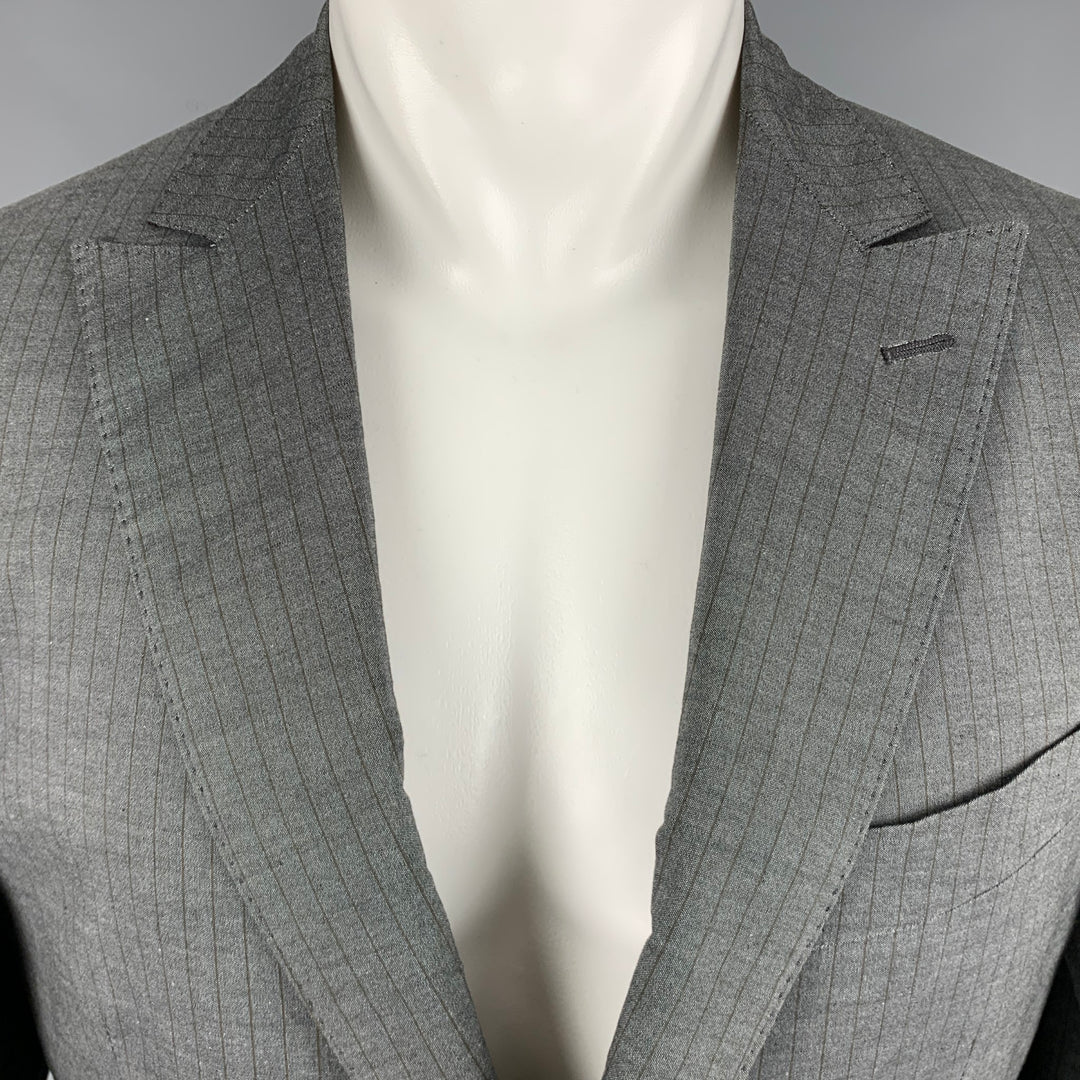 ETRO Size 40 Grey Brown Stripe Cotton Single breasted Sport Coat