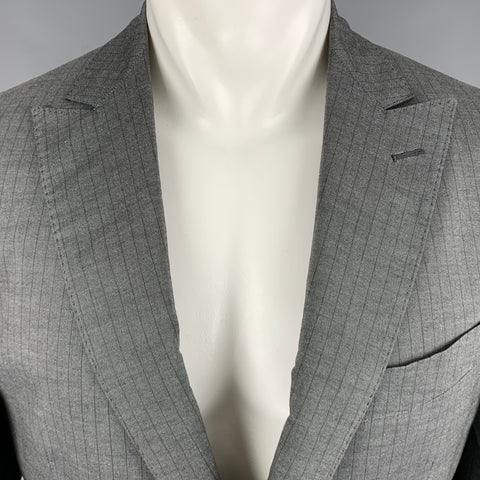 ETRO Size 40 Grey Brown Stripe Cotton Single breasted Sport Coat