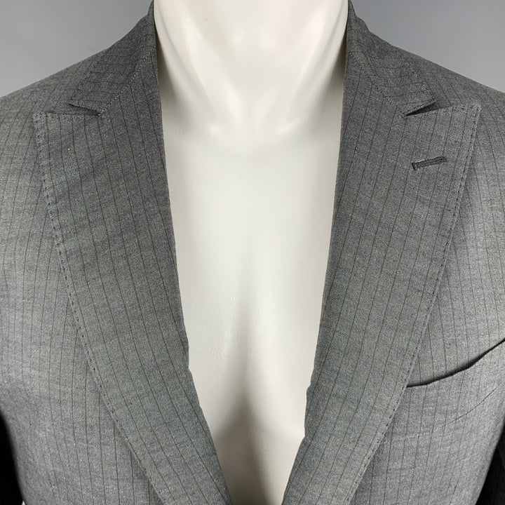 ETRO Size 40 Grey Brown Stripe Cotton Single breasted Sport Coat