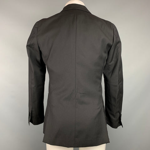 DOLCE & GABBANA Size 38 Black Wool Peak Lapel Double Breasted Sport Coat