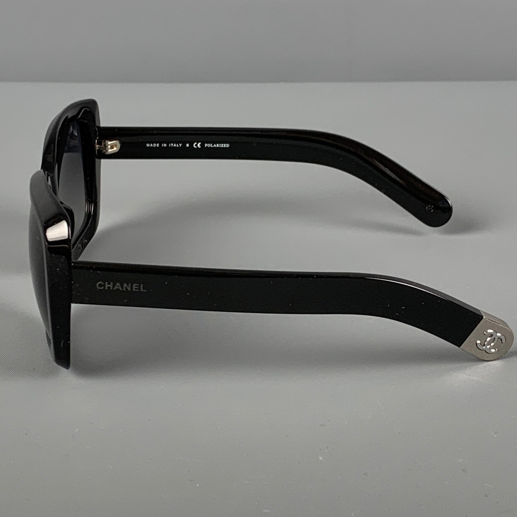 Chanel Sunglasses Acetate Black Silver Eyewear CHANEL Sunglasses: Square Sunglasses, acetate & strass  main image 4
