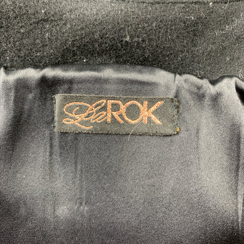 LaROK Taille 6 Manteau à double boutonnage en tissu noir avec col ceinturé