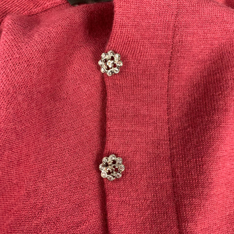 KULSON Size S Raspberry Knitted Cashmere Cardigan