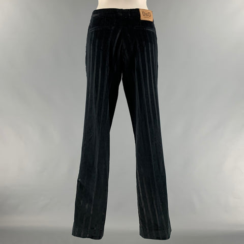 D&amp;G by DOLCE &amp; GABBANA Taille 34 Pantalon habillé en viscose de coton à rayures noires