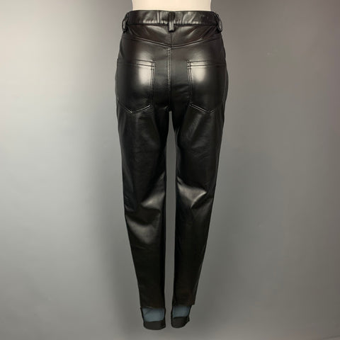AKIRA NAKA Size M Black Faux Leather Fitted Pleated Casual Pants