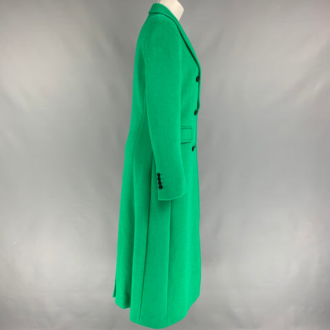 MSGM Size 6 Green Wool Blend Double Breasted Coat