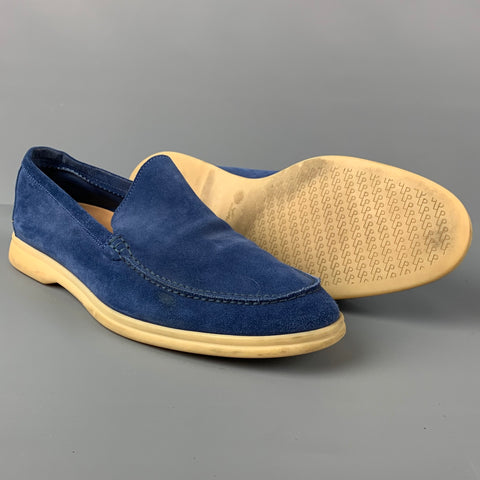 LORO PIANA Size 10 Blue Suede Slip On Summer Walk  Loafers