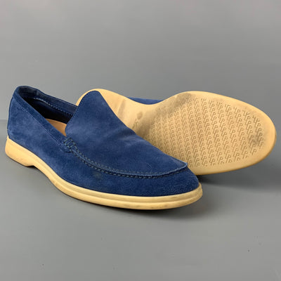 LORO PIANA Size 10 Blue Suede Slip On Summer Walk  Loafers