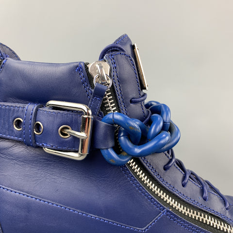 GIUSEPPE ZANOTTI Taille 10 Baskets montantes en cuir bleu uni