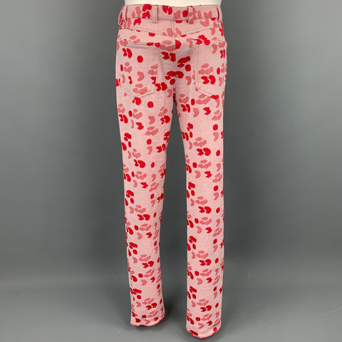 Vintage VERSUS by GIANNI VERSACE Size 38 Pink & Red Print Cotton Zip Up Suit Set