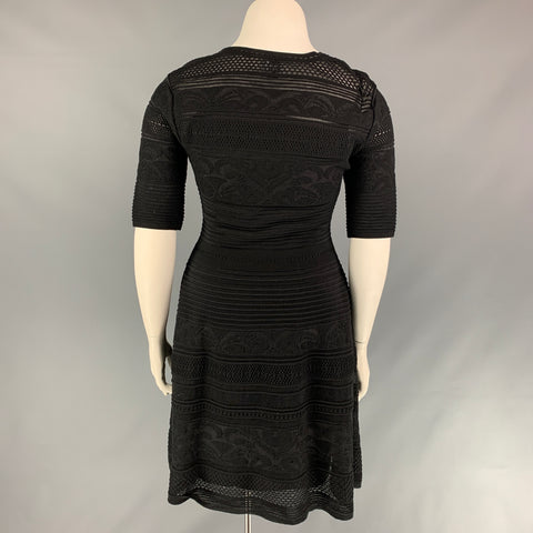 M MISSONI Size 12 Black Knitted Short Sleeve A-line Dress