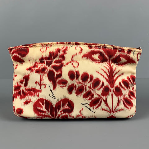GUCCI by TOM FORD SS 2000 Red Beige Abstract Floral Canvas Toiletry Pouch Bag
