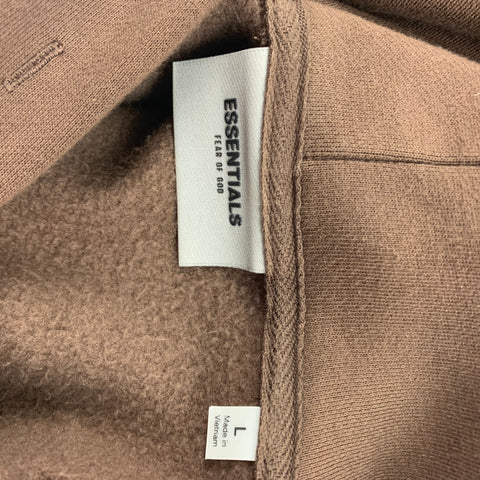 FEAR OF GOD ESSENTIALS Size L Brown Logo Cotton / Polyester Hooded Sweatshirt