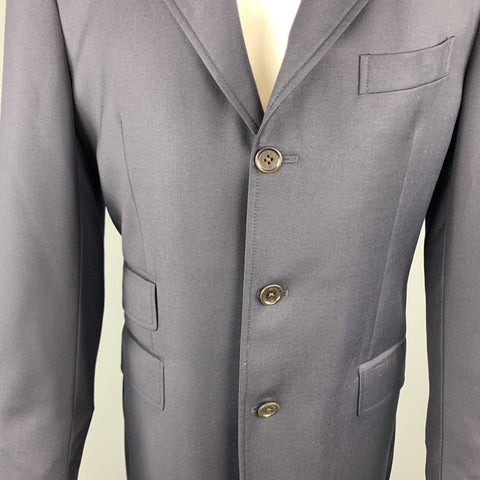 ETRO Size 40 Navy Solid Wool Notch Tab Lapel Sport Coat